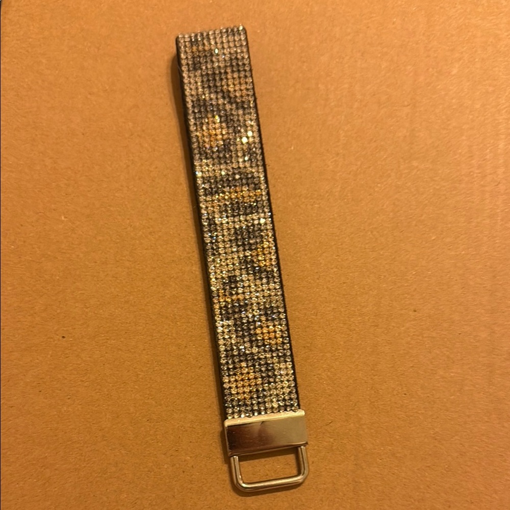 Leopard Print Rhinestone Keychain Wristlet